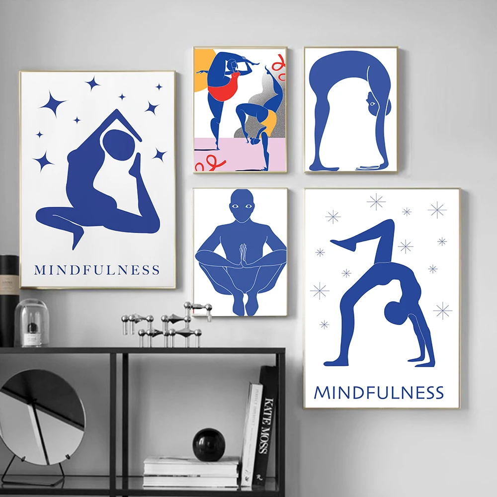 Home Gym Yoga - لوحة فنية جدارية تجريدية لوضعيات اليوغا