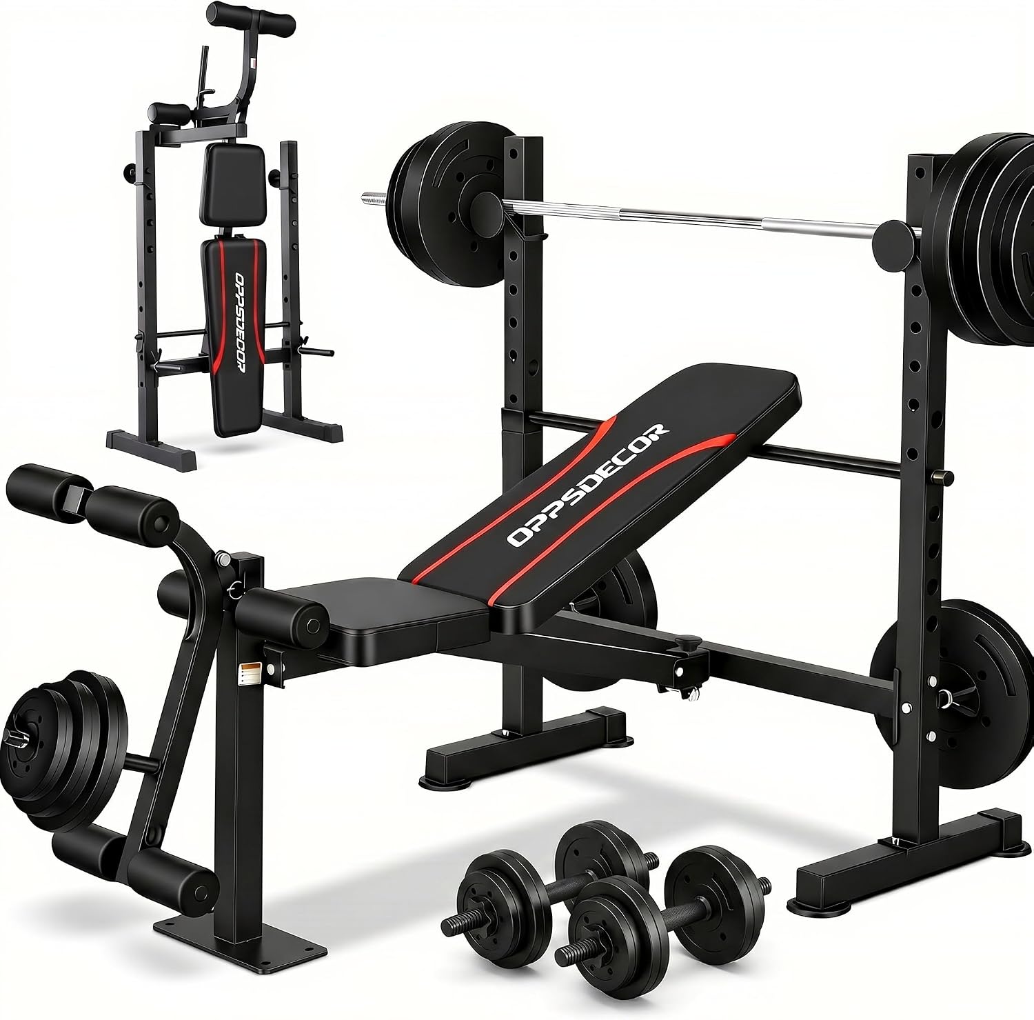 مجموعة مقاعد تمارين الوزن مع ح - مراجعة Home Gym Equipment Set وسعره